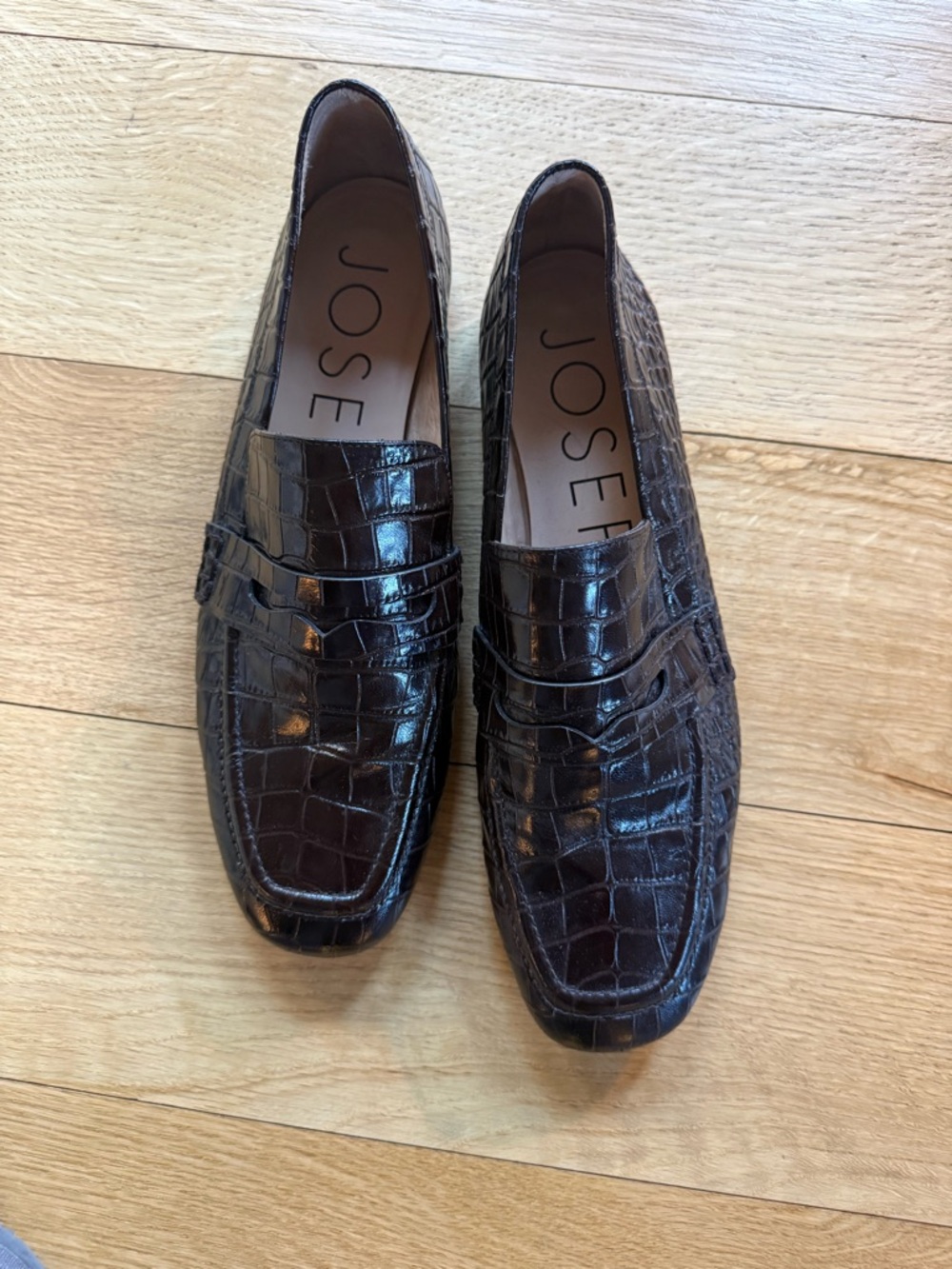 Joseph Dark Brown Croc Printed Loafers